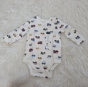 Colorful Car Print Kids Long Sleeve Onesie NWT